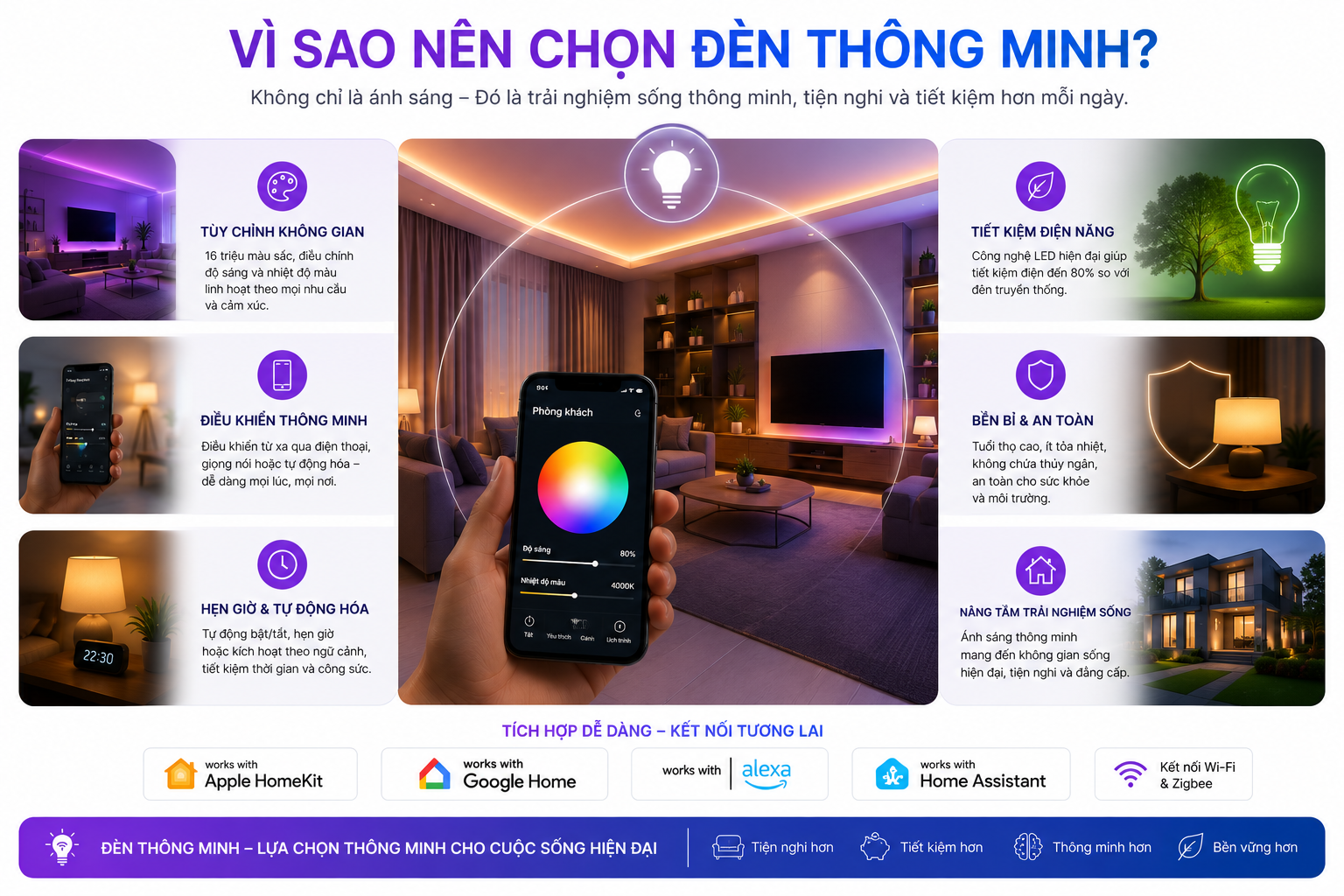 Vì sao nên chọn đèn thông minh?