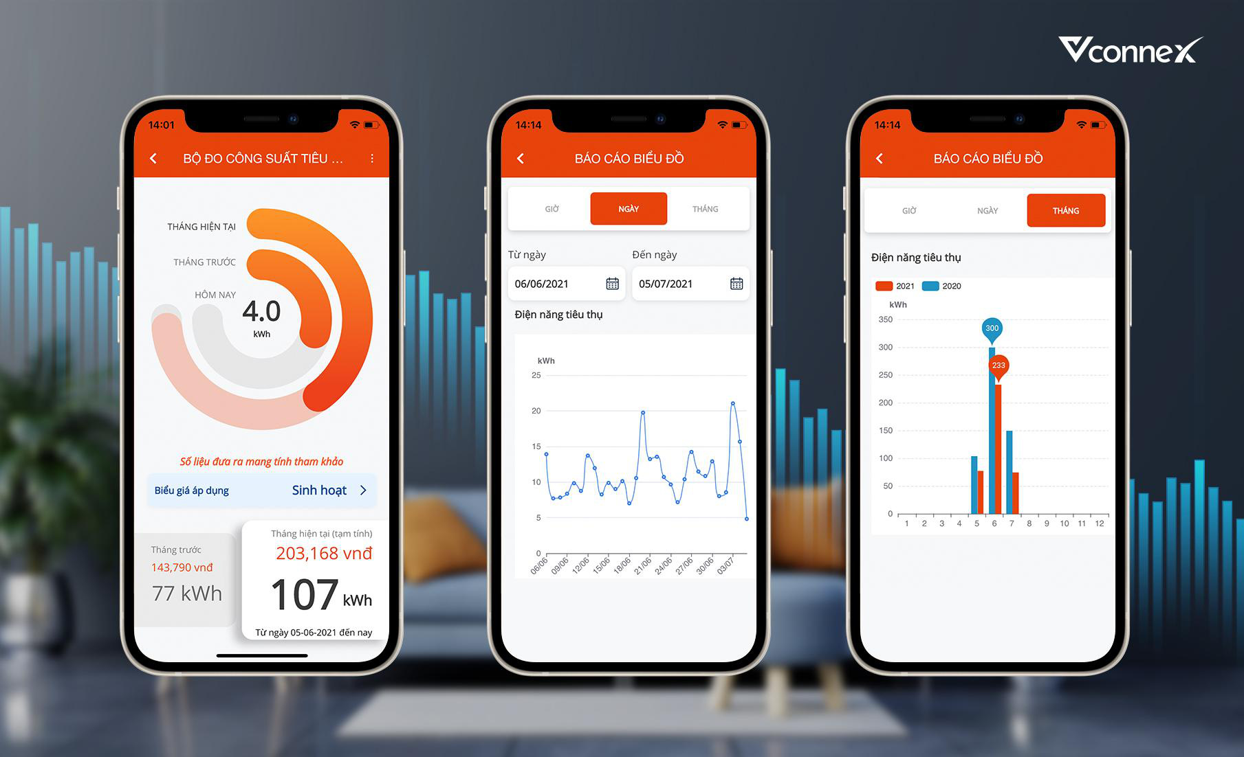 Bộ giám sát tiêu thụ điện thông minh Vconnex thông báo trên điện thoại