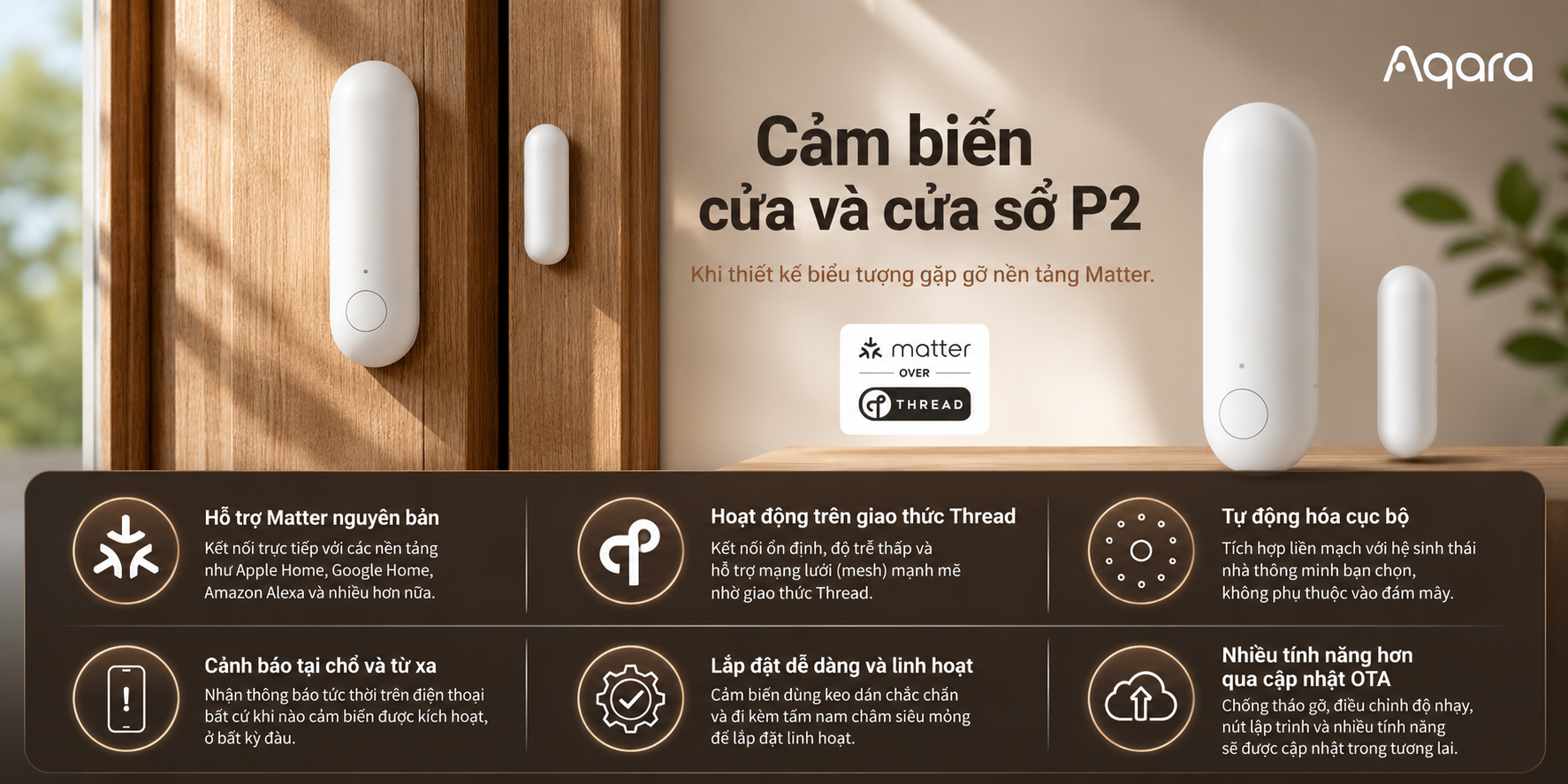 Cảm biến cửa thông minh Aqara P2 tương thích Matter