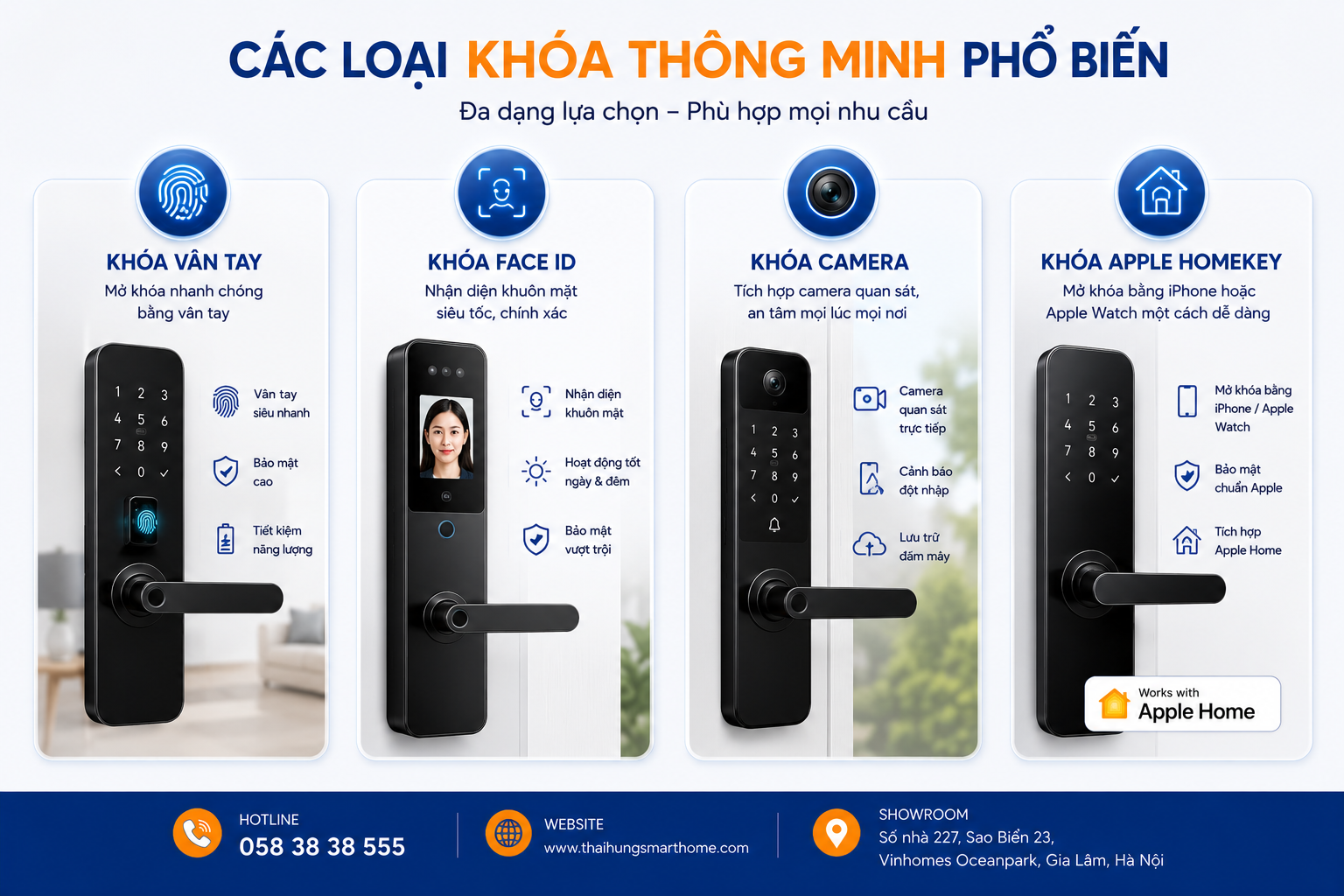 Các loại khóa thông minh phổ biến