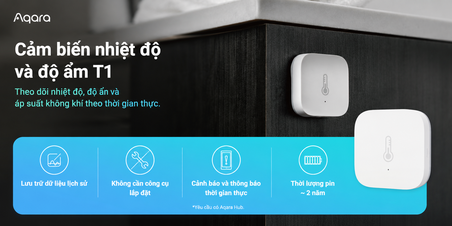 Cảm biến nhiệt độ và độ ẩm thông minh Aqara T1