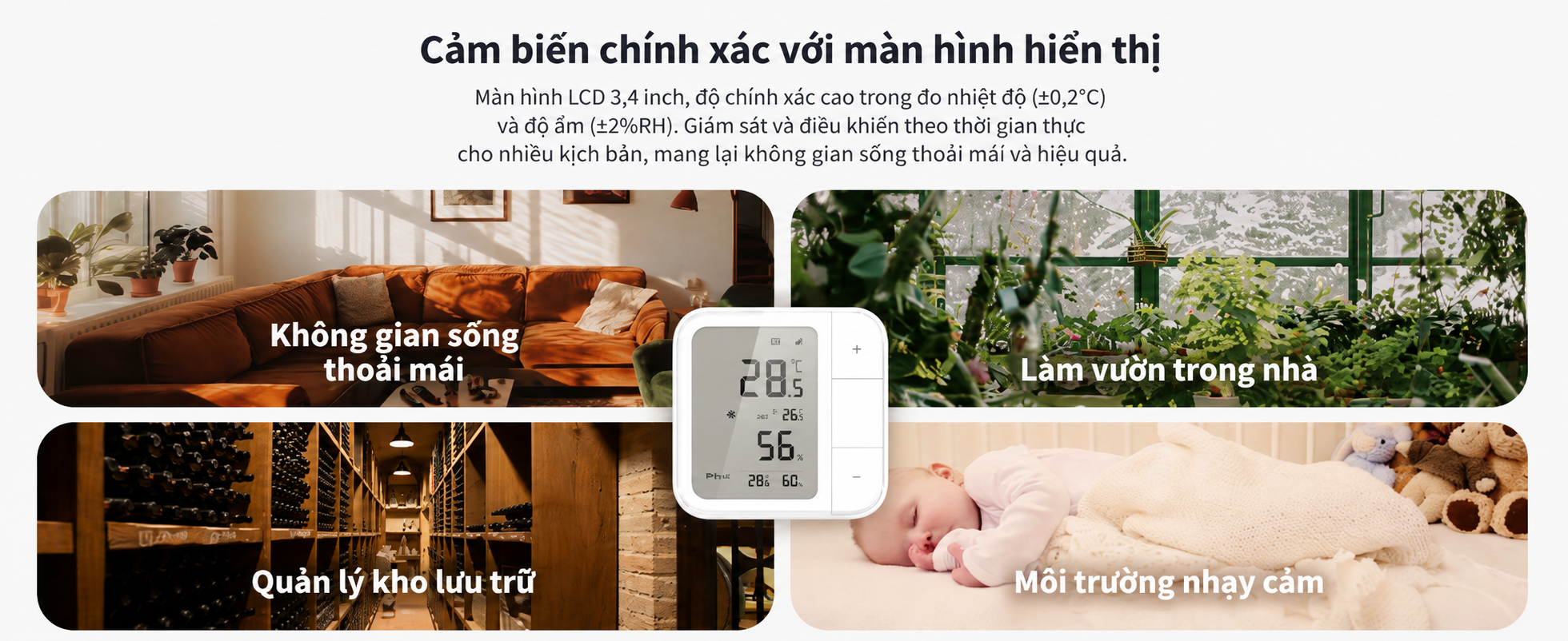 Cảm biến nhiệt độ và độ ẩm Aqara W100
