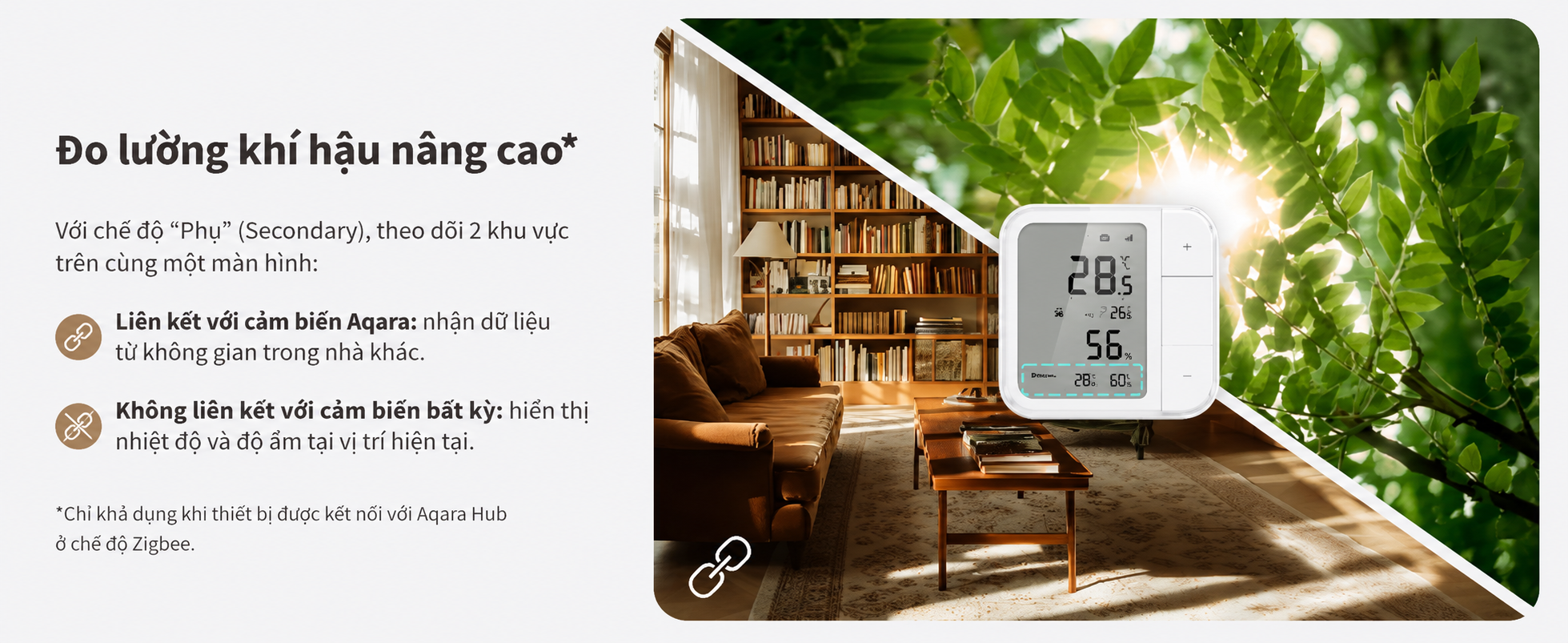 Cảm biến nhiệt độ và độ ẩm Aqara W100