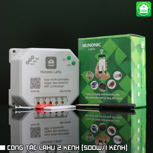 Công tắc thông minh Hunonic Lahu 2 kênh