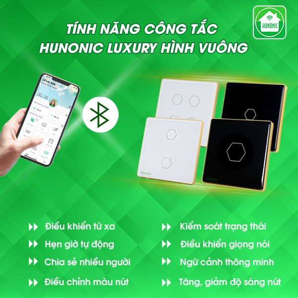 Công tắc cảm ứng Hunonic Luxury hình vuông