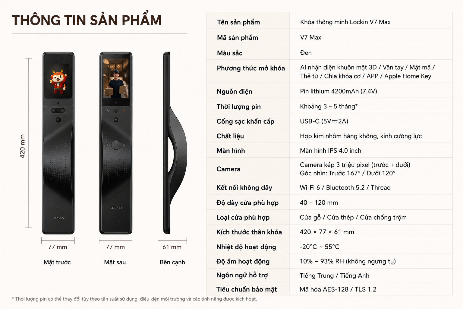Khóa thông minh Lockin V7 Max
