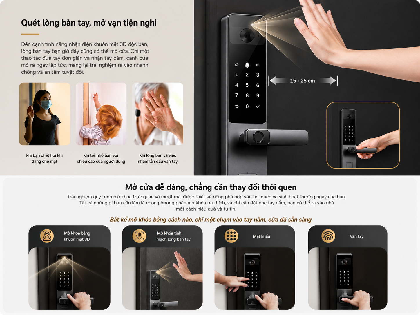 Khóa cửa thông minh EZVIZ DL20FVS Plus, nhận diện Face ID, tĩnh mạch lòng bàn tay