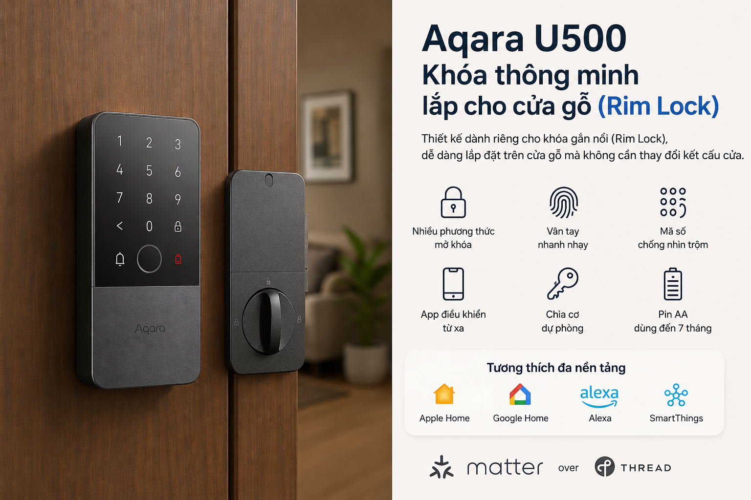 Aqara U500 cho cửa gắn nổi
