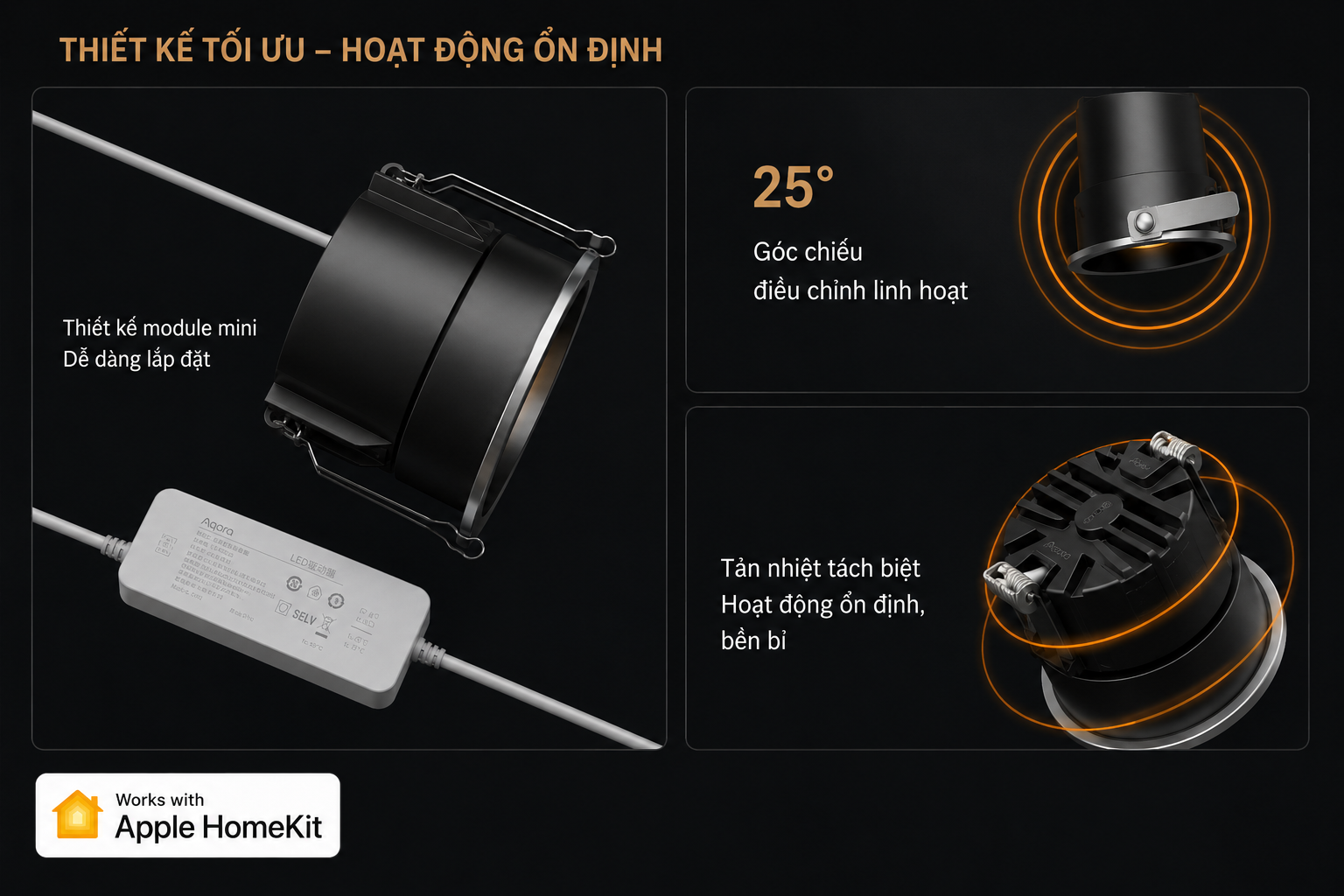 So sánh đèn âm trần Aqara T2, T2 Lite, T2 Pro