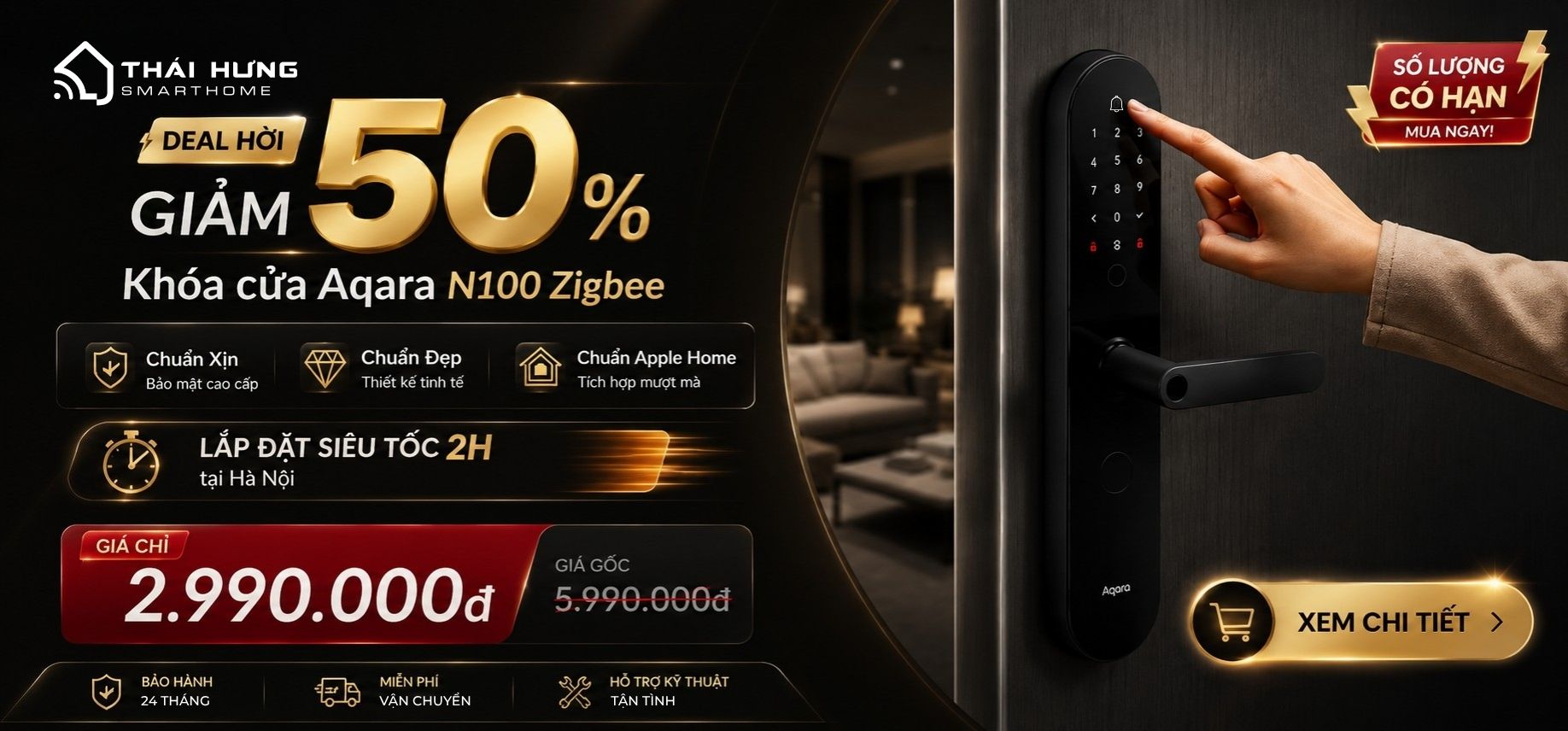 Khóa vân tay thông minh Aqara N100 Zigbee