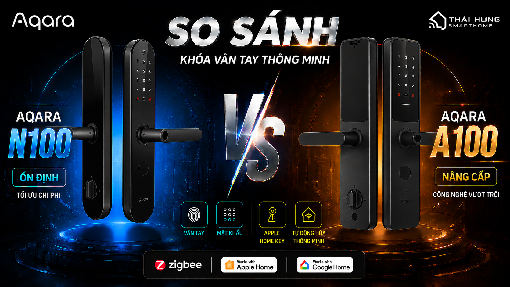 So sánh khóa vân tay Aqara A100 và Aqara N100