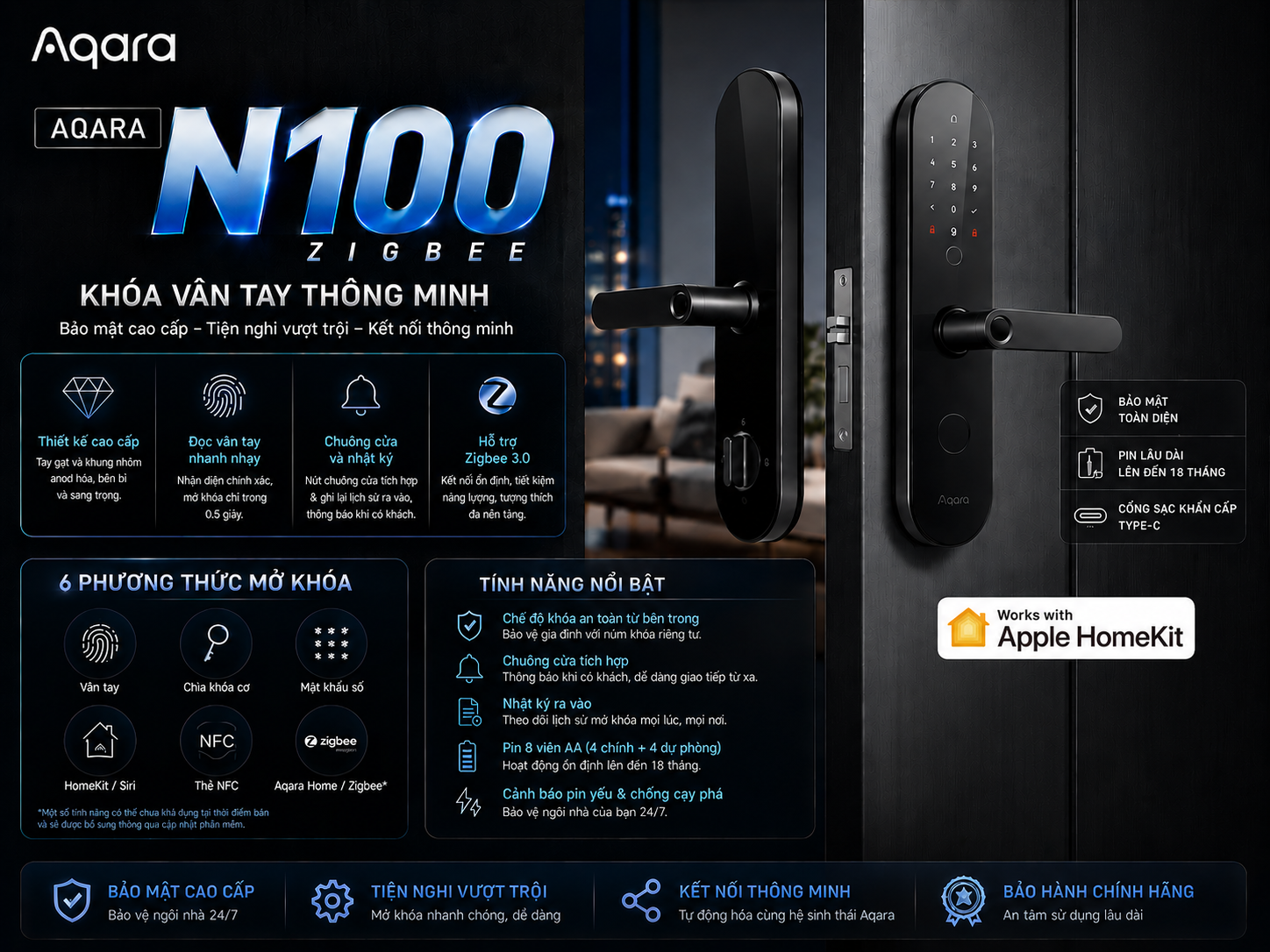 So sánh khóa vân tay Aqara A100 và Aqara N100
