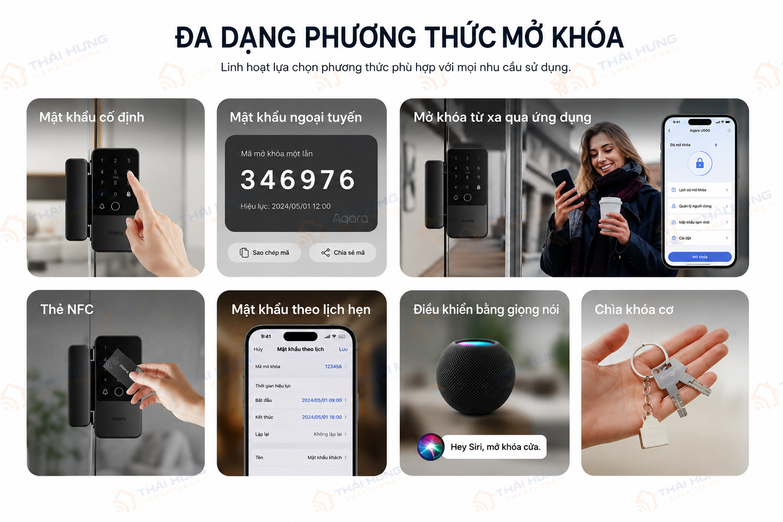 Aqara U500 đa dạng phương thức mở khóa