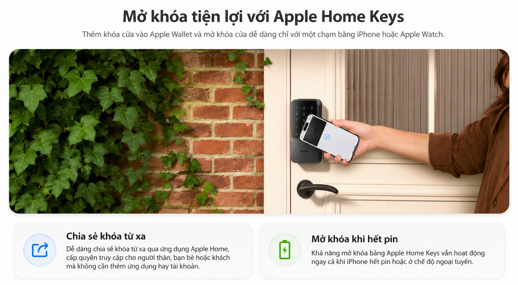Aqara U500 mở khóa bằng Apple Home Keys