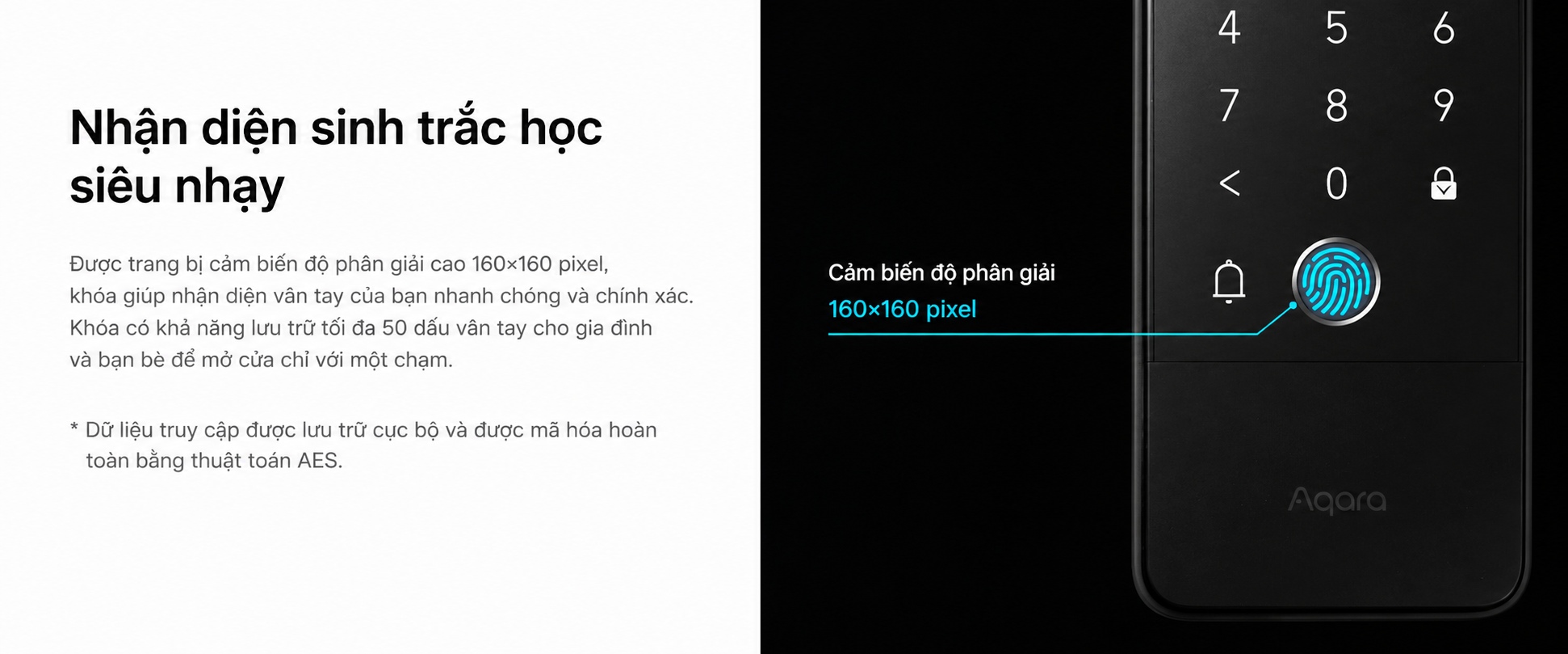 Aqara U500 nhận diện vân tay siêu nhạy