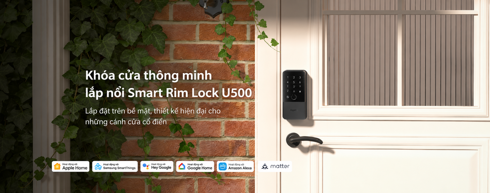 Khóa cửa thông minh lắp nổi Aqara U500 Rim Lock
