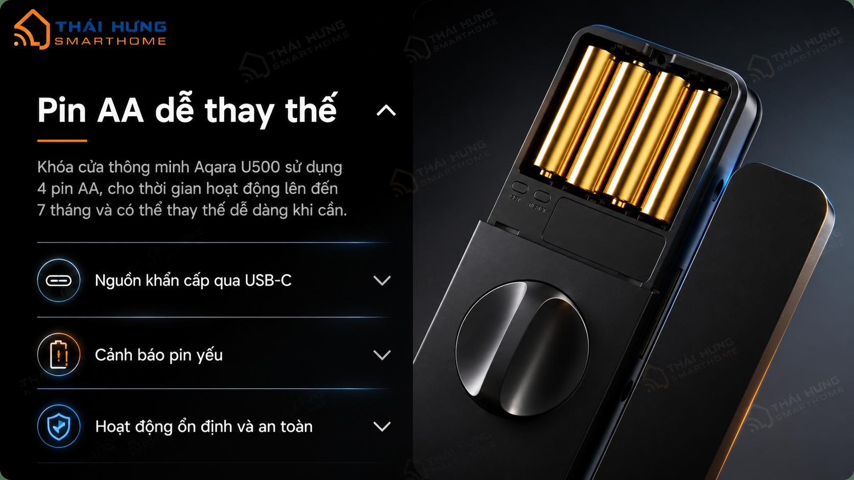 Aqara U500 với thời lượng pin lên đến 7 tháng