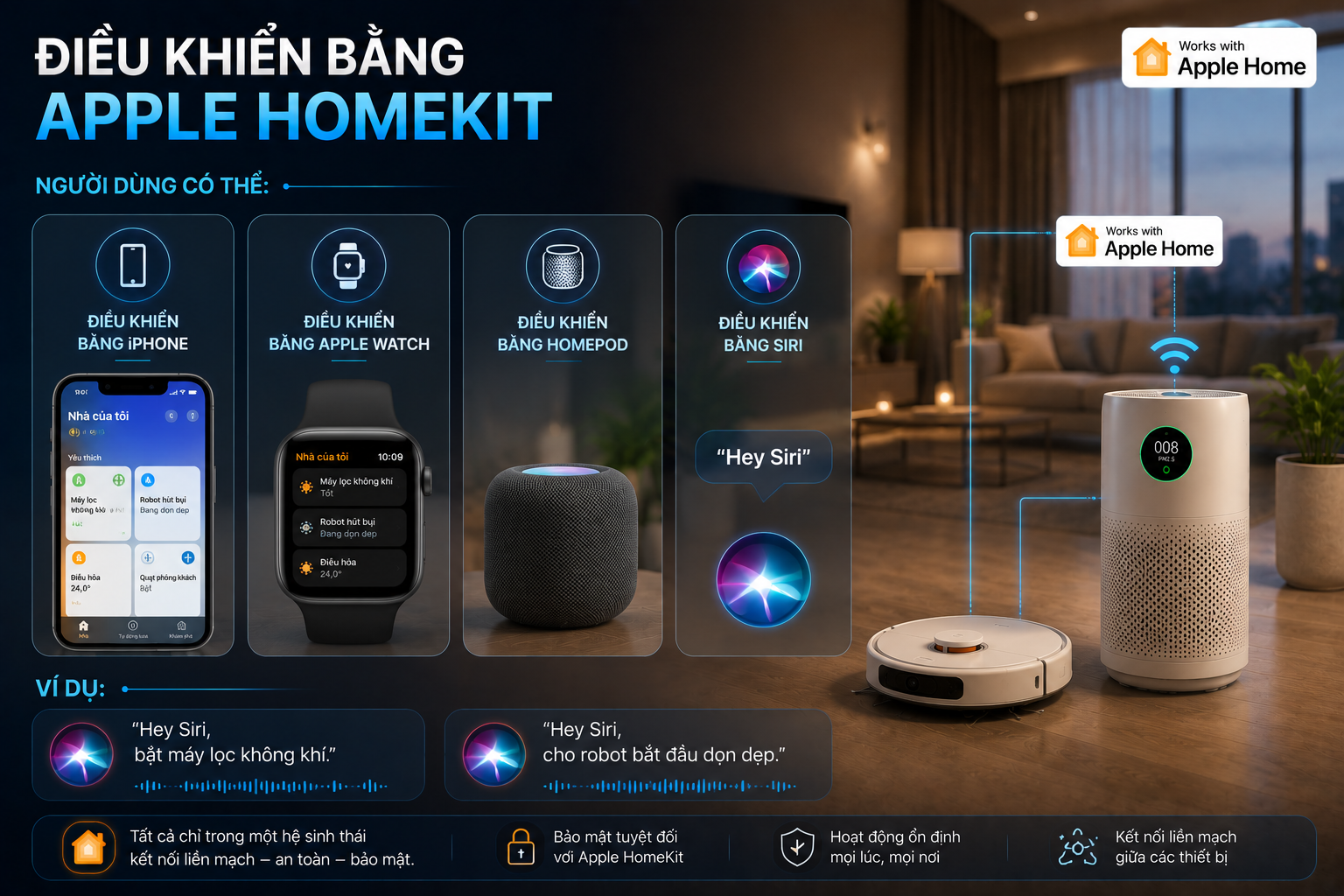 Điều khiển thông minh qua Apple Homekit
