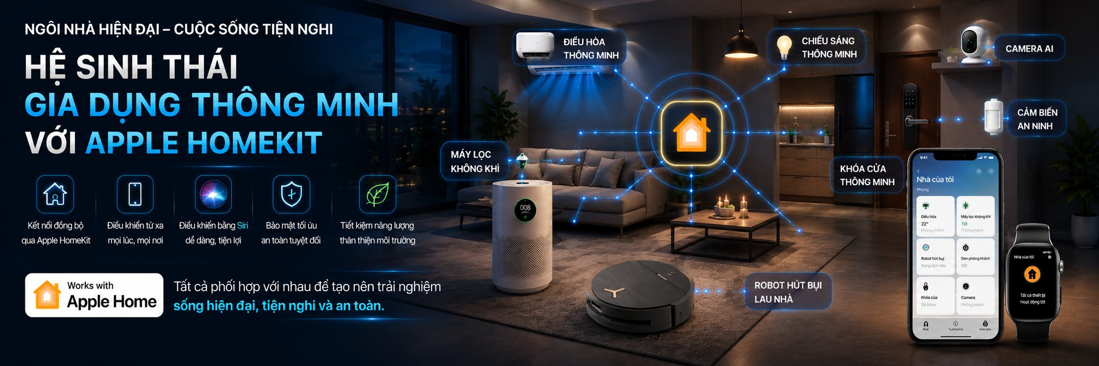 Hệ sinh thái thiết bị gia dụng thông minh tương thích Apple Homekit