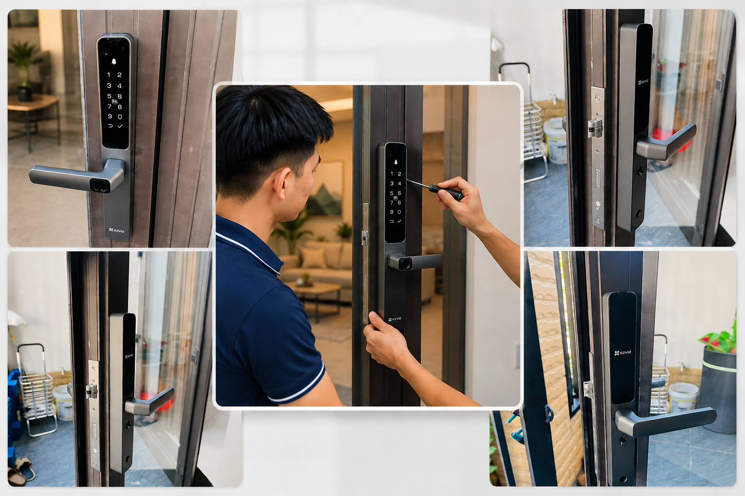 Lắp đặt khóa cửa nhôm thông minh Ezivz DL06 tại thành phố Đà Nẵng