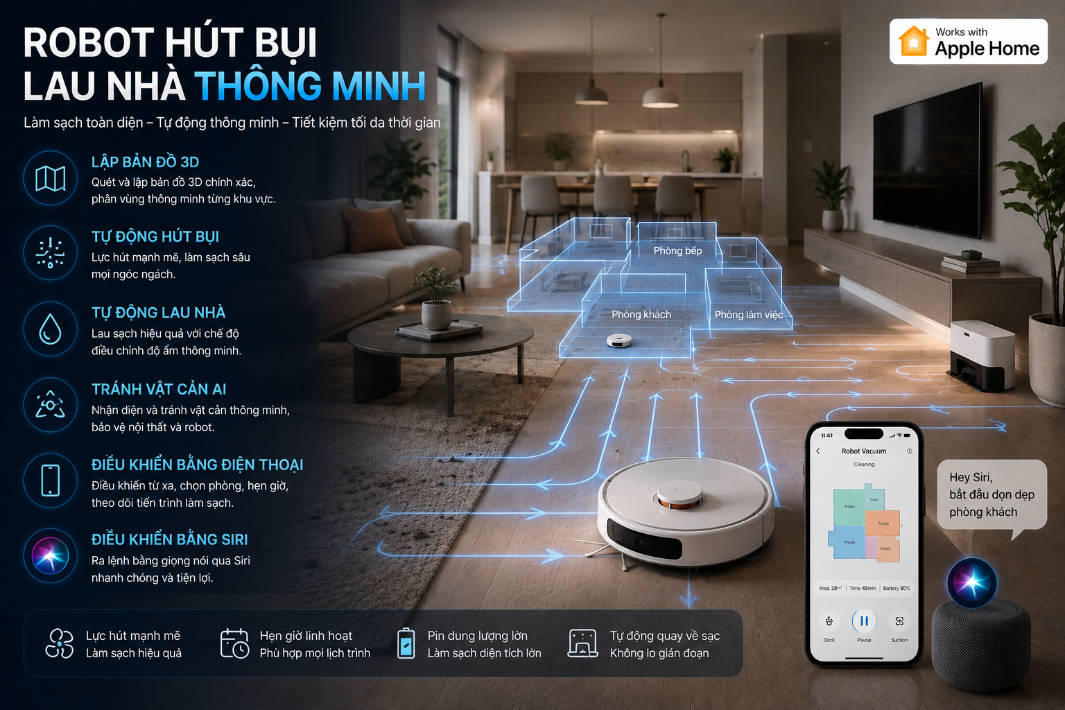 Robot hút bụi lau nhà thông minh