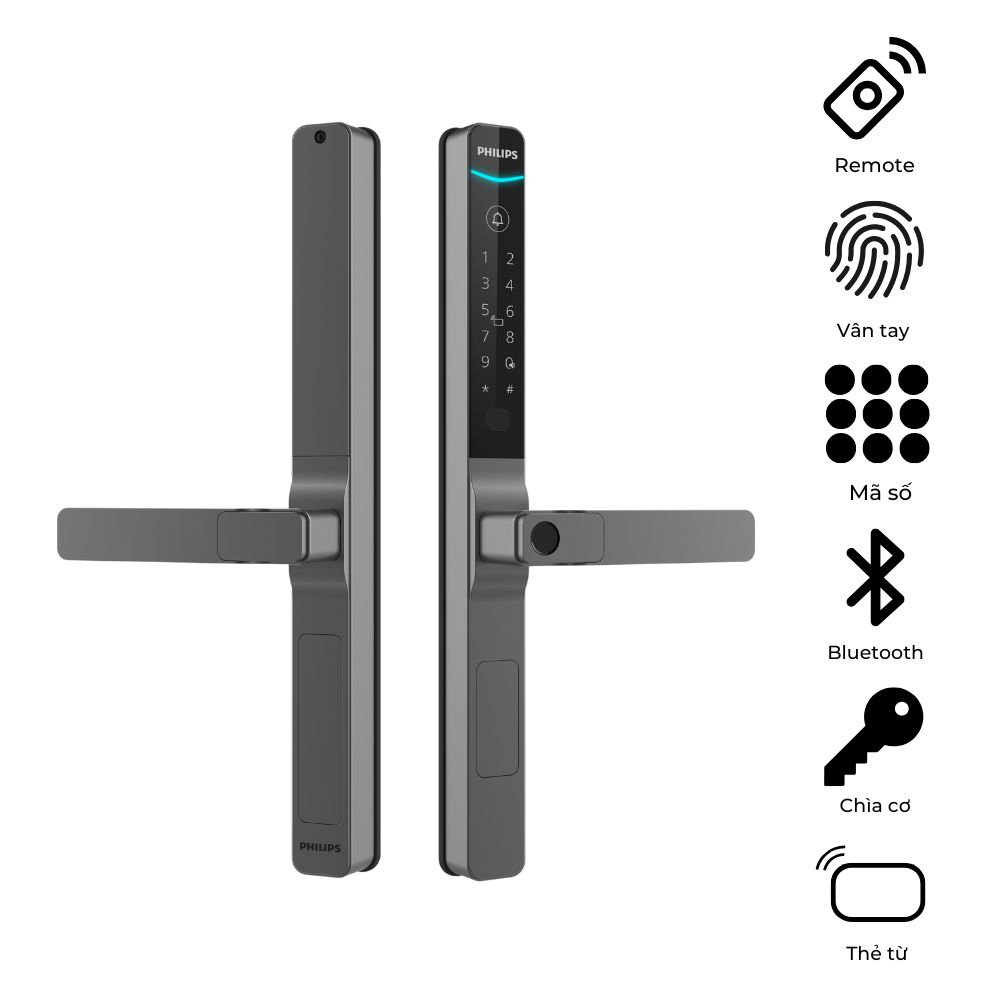 Khóa vân tay cửa nhôm kính Philips DDL611