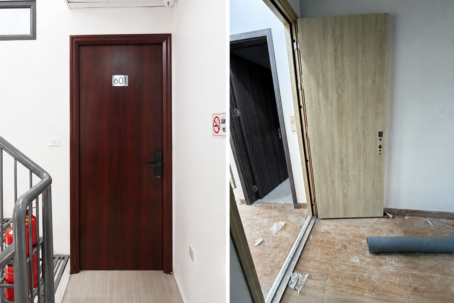 Khách hàng gửi ảnh cửa để kiểm tra hiện trạng có phù hợp để lắp Aqara A100 không
