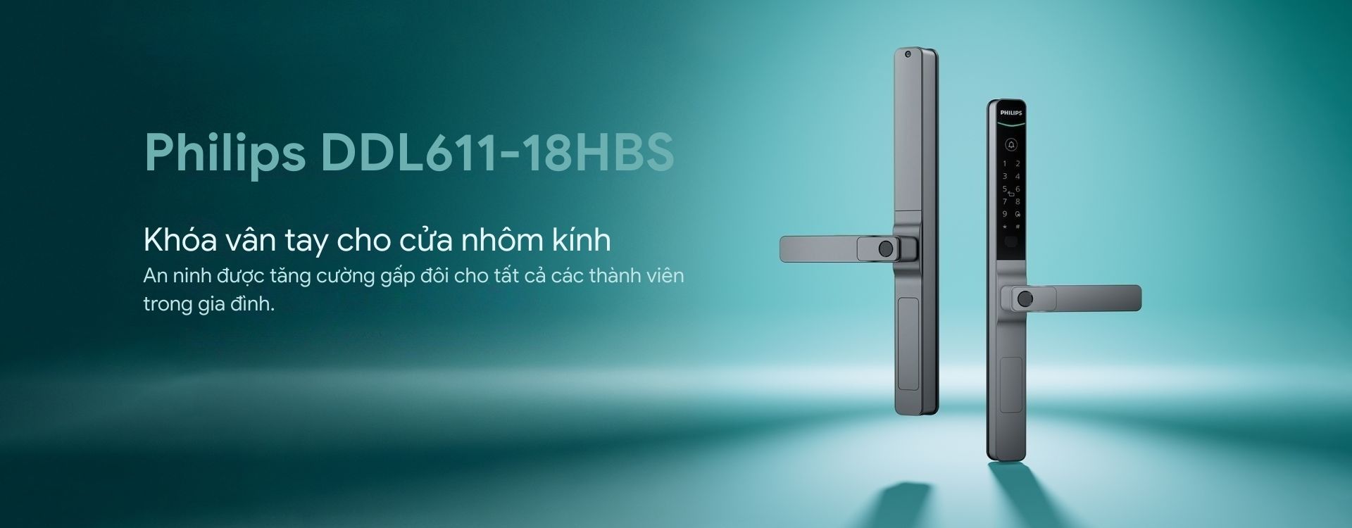 Khóa vân tay cửa nhôm kính Philips DDL611