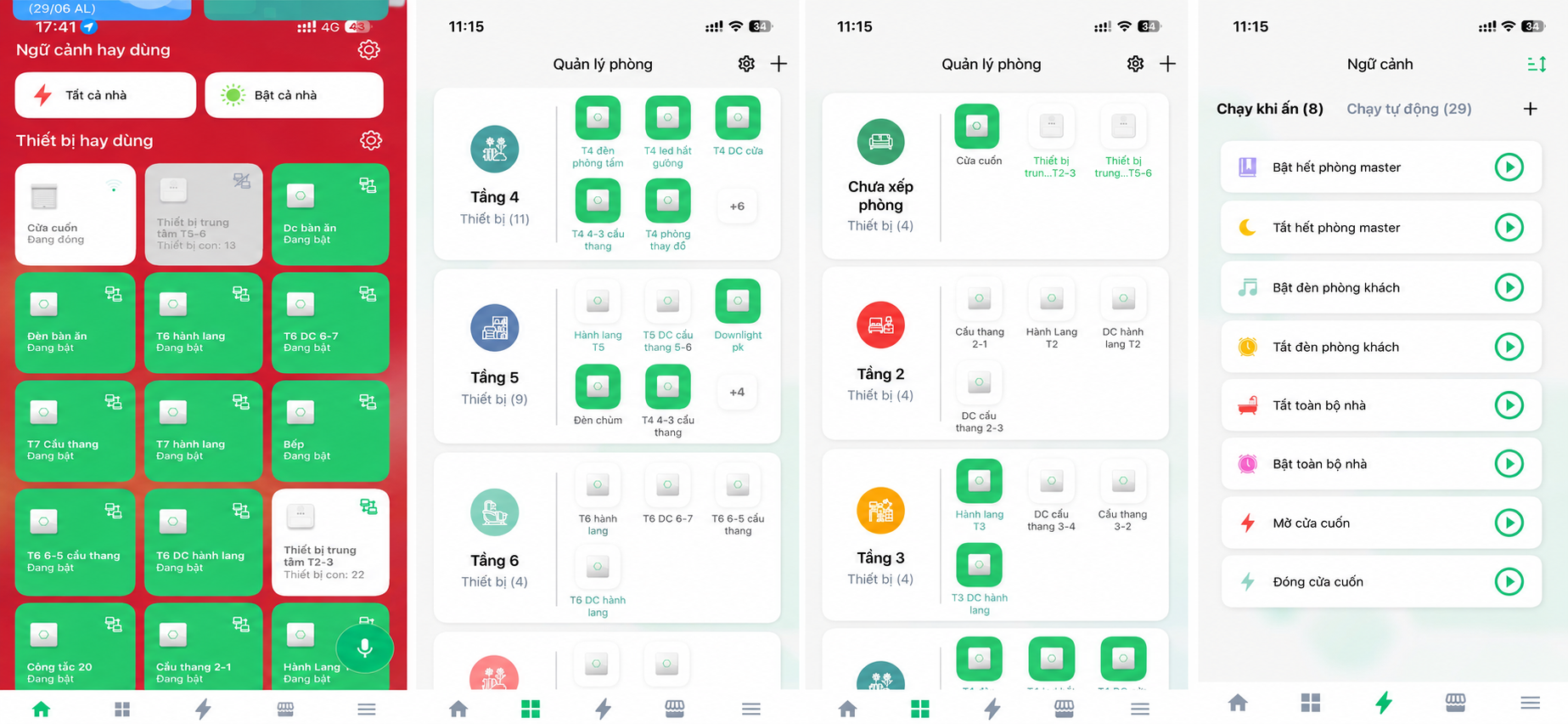 Giao diện điều khiển trên ứng dụng Hunonic