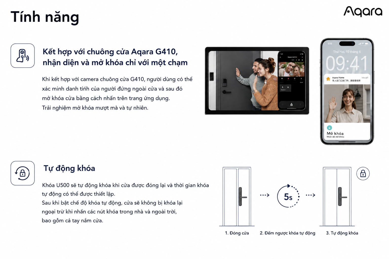 Khóa cửa nhôm thông minh Aqara U600
