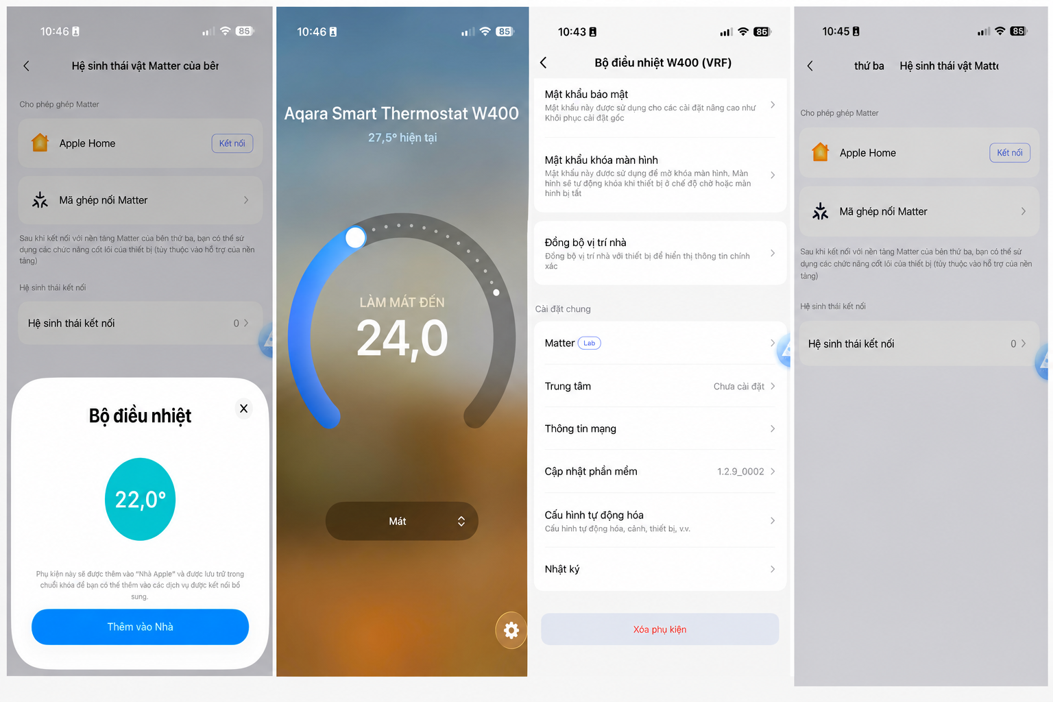Giao diện điều khiển điều hòa trên Apple Homekit