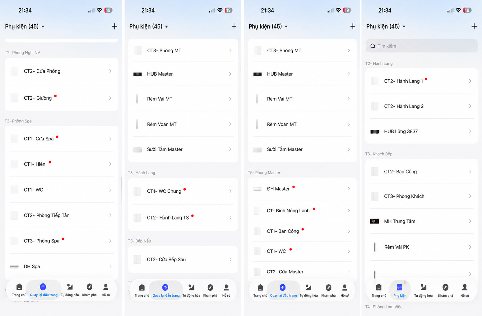Giao diện điều khiển trên Aqara Home app