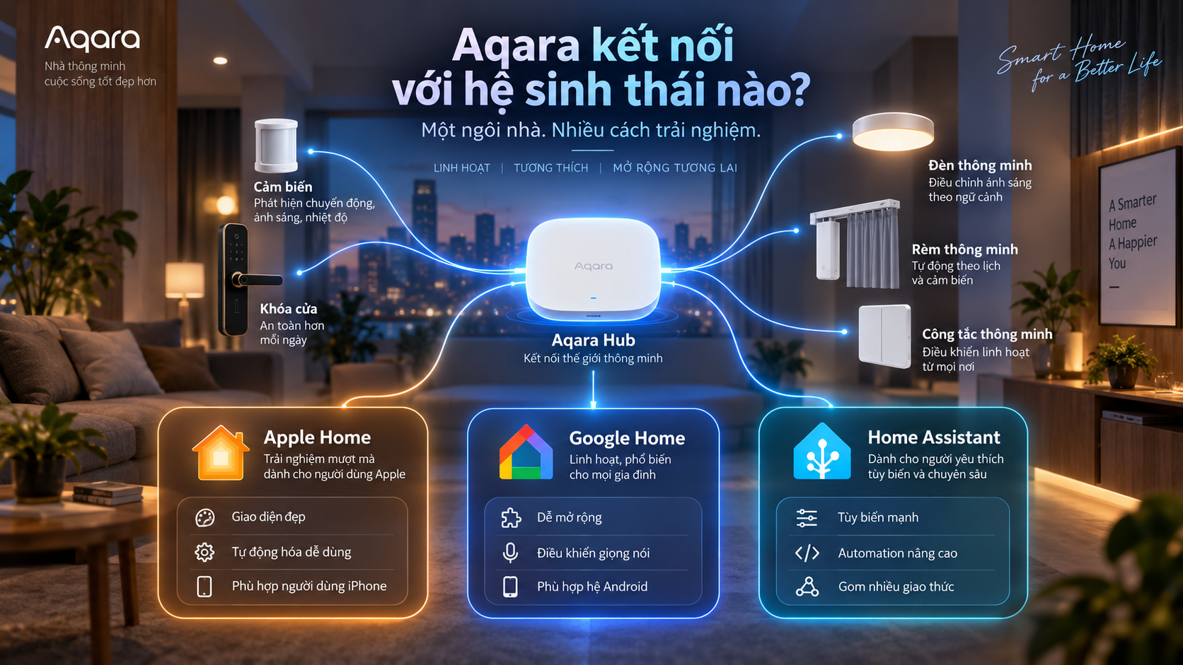 Aqara Matter kết nối Apple Home Google Home và Home Assistant