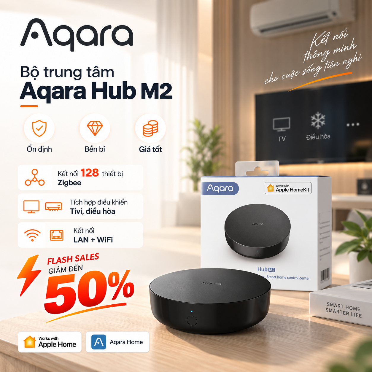 Bộ trung tâm Aqara Hub M2 Zigbee 3.0 và Bluetooth HM2-G01