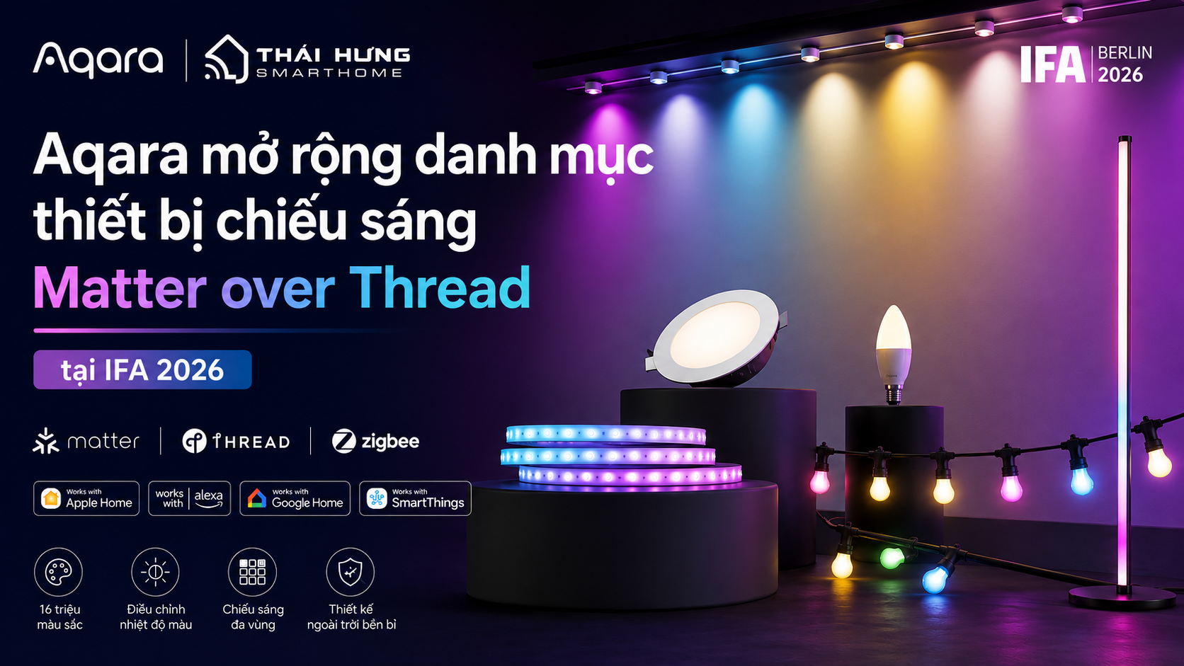 Aqara mở rộng chiếu sáng thông minh tại IFA 2026
