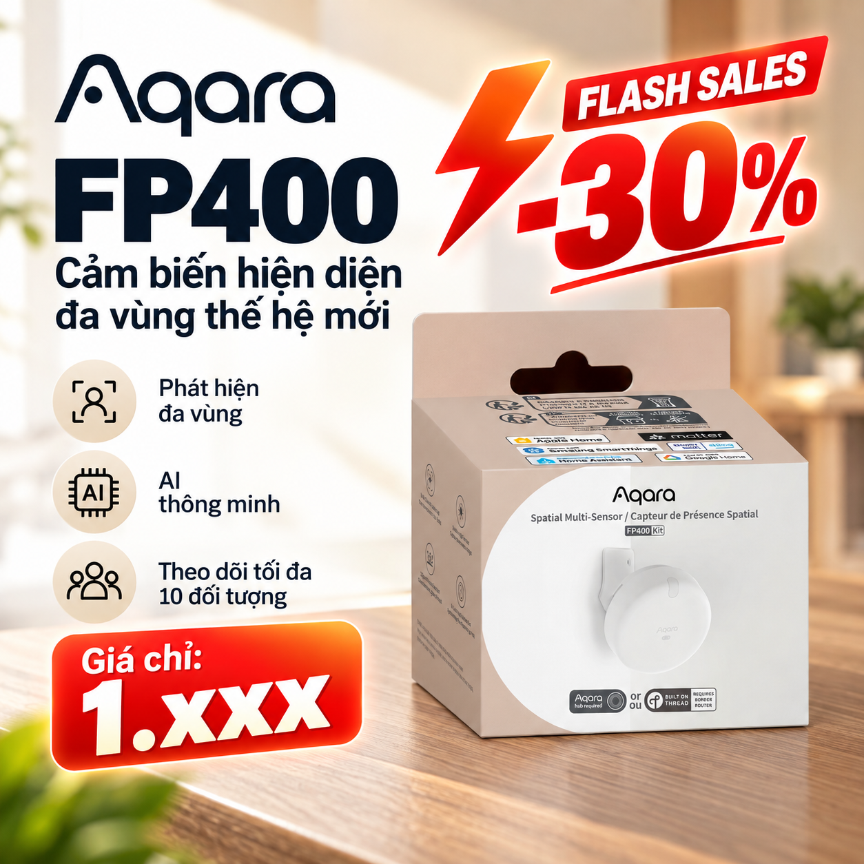 Cảm biến hiện diện đa vùng Aqara FP400 PS-S05D (Zigbee + Matter)