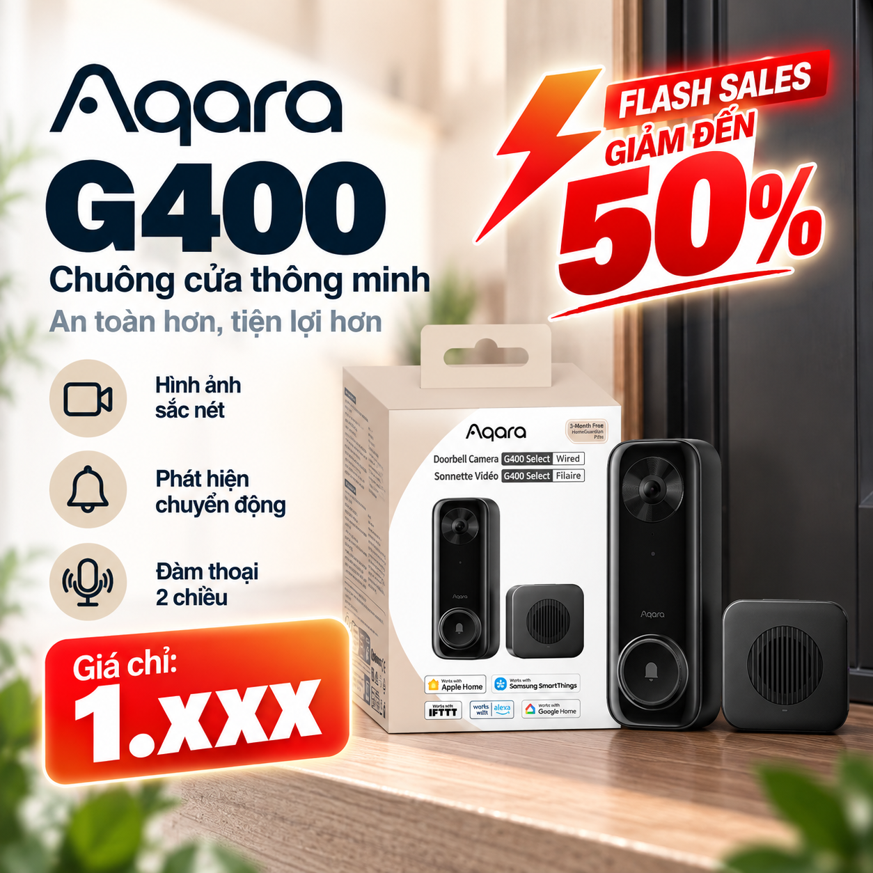 Chuông cửa thông minh Aqara G400 DB-C03D (Wired)