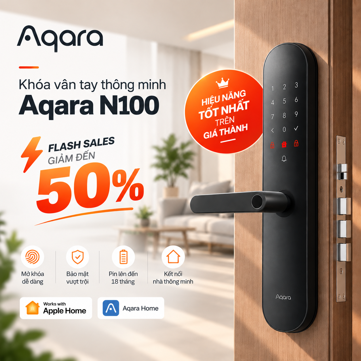 Khóa vân tay thông minh Aqara N100 ZNMS16LM