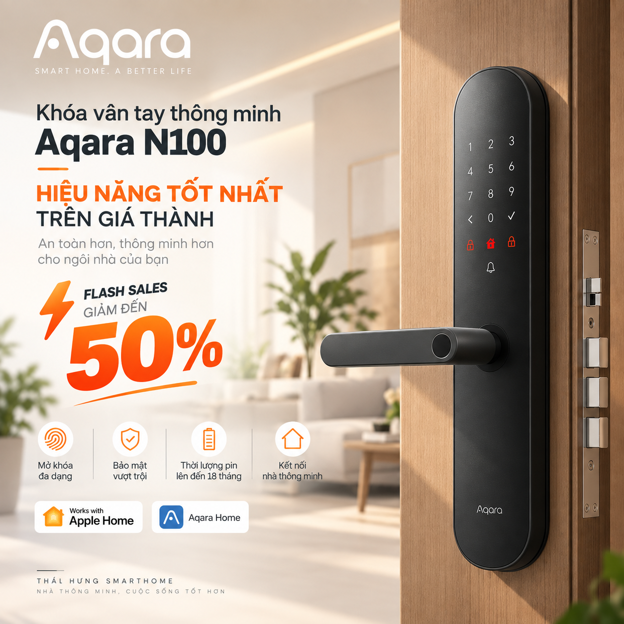 Khóa vân tay thông minh Aqara N100 ZNMS16LM