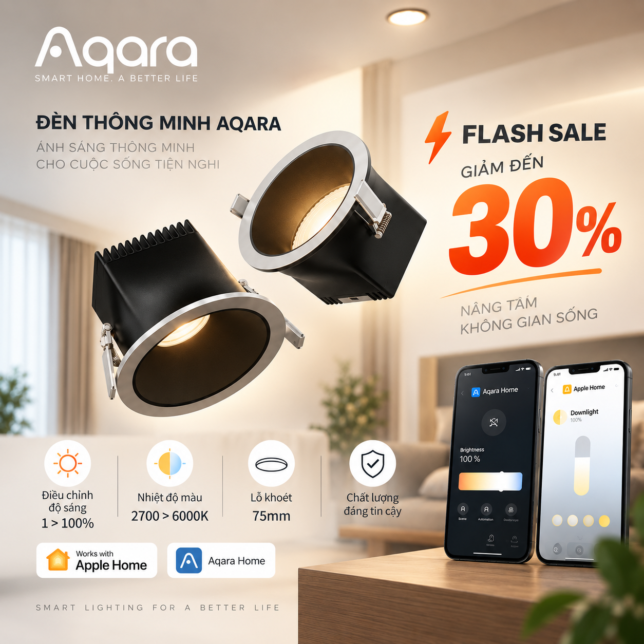 Đèn âm trần thông minh Aqara Downlight T2 Lite