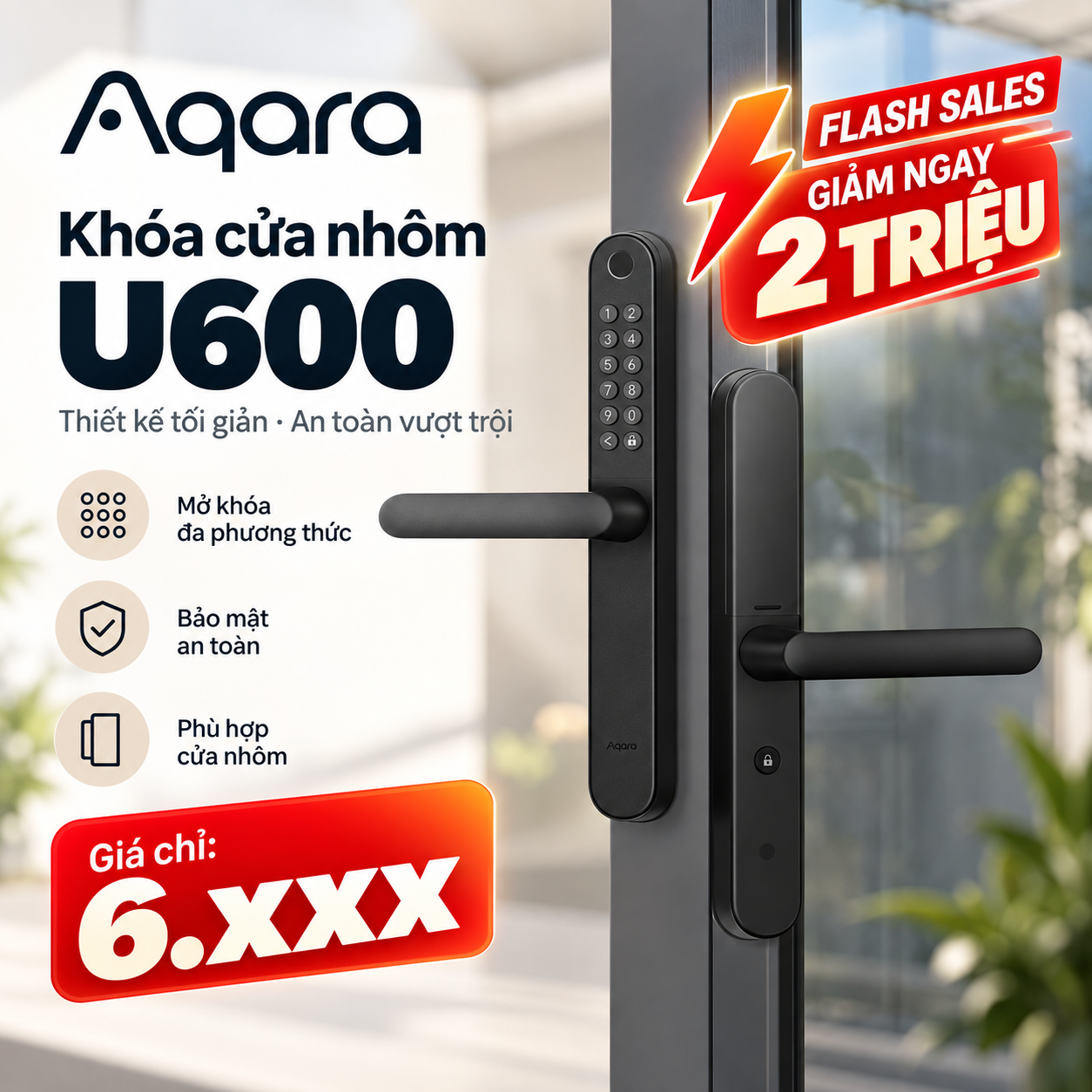 Khóa cửa nhôm thông minh Aqara U600 EL-D11E
