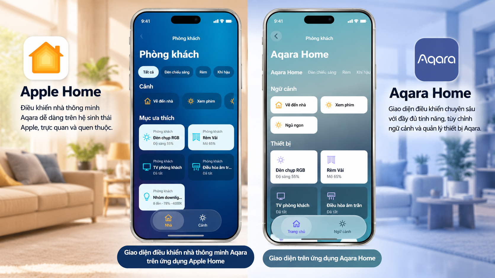 Giao diện điều khiển nhà thông minh Aqara